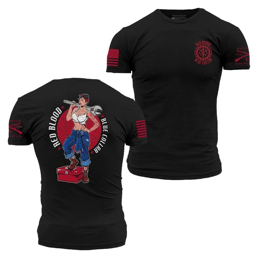 Red Blood Blue Collar™ Pinup T-Shirt - Black