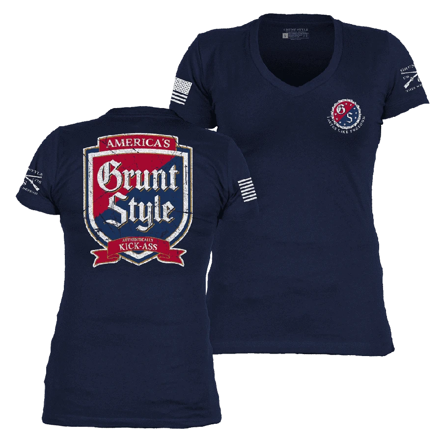 Women's Kick Ass Brewing V-Neck - Midnight Navy - Image 5