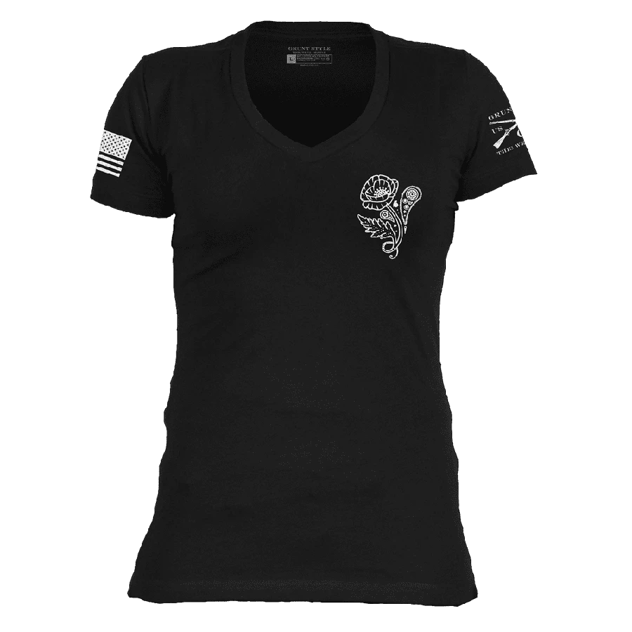 Women's Death Paisley V-Neck - Black - Image 9