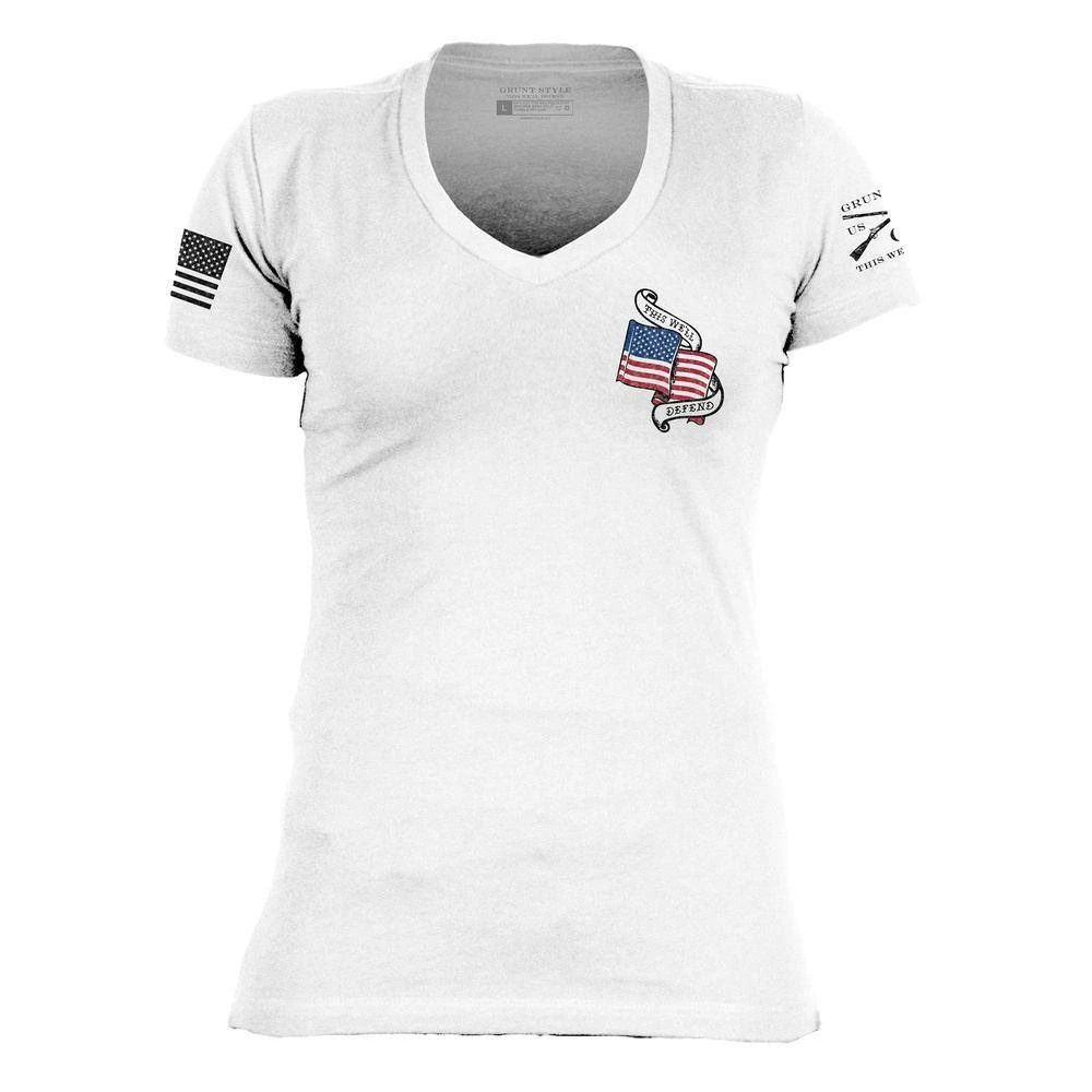 Women's No Sacrifice No Victory V-Neck - White - Image 7