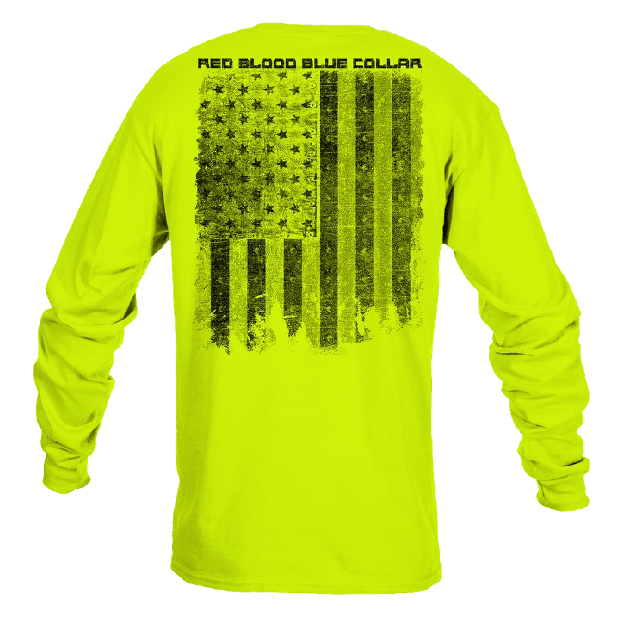 Red Blood Blue Collar™ Long Sleeve - Safety Green - Image 5