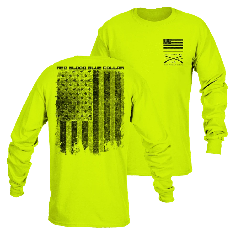 Red Blood Blue Collar™ Long Sleeve - Safety Green