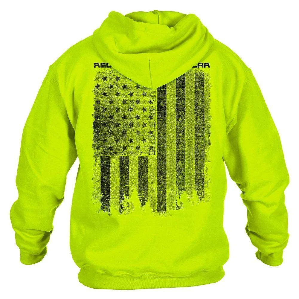 Red Blood Blue Collar™Hoodie - Safety Green - Image 5
