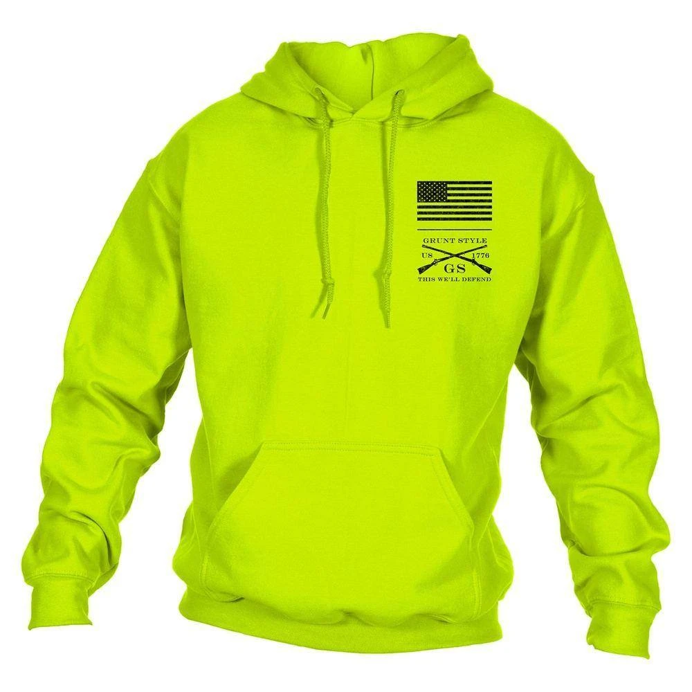 Red Blood Blue Collar™Hoodie - Safety Green - Image 4