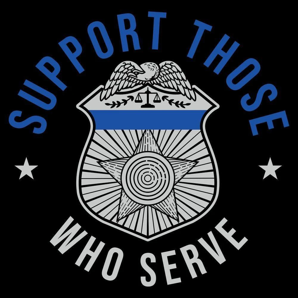 Blue Line Support Those Who Serve T-Shirt - Black - Image 3