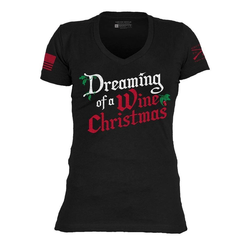 Women's Wine Christmas V-Neck - Black - Image 2
