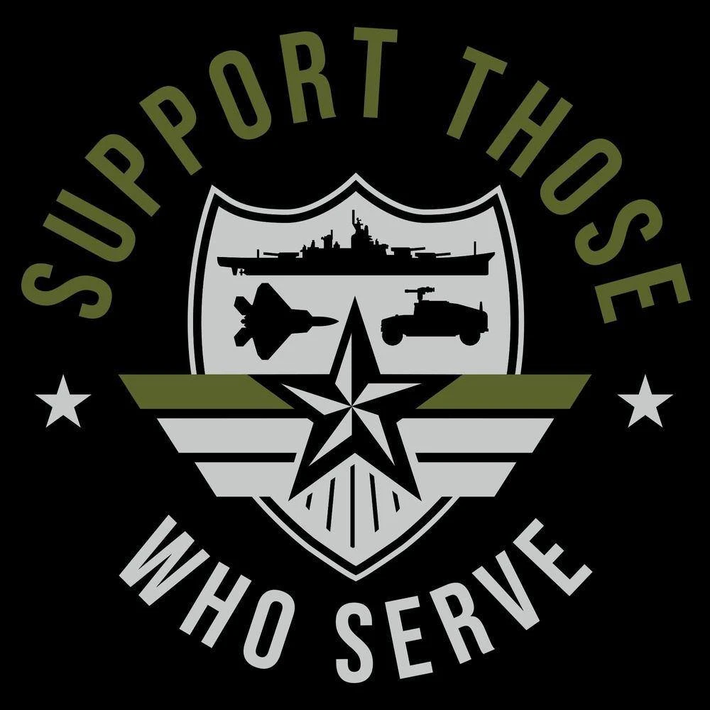 Support Those Who Serve Green Line T-Shirt - Black - Image 3