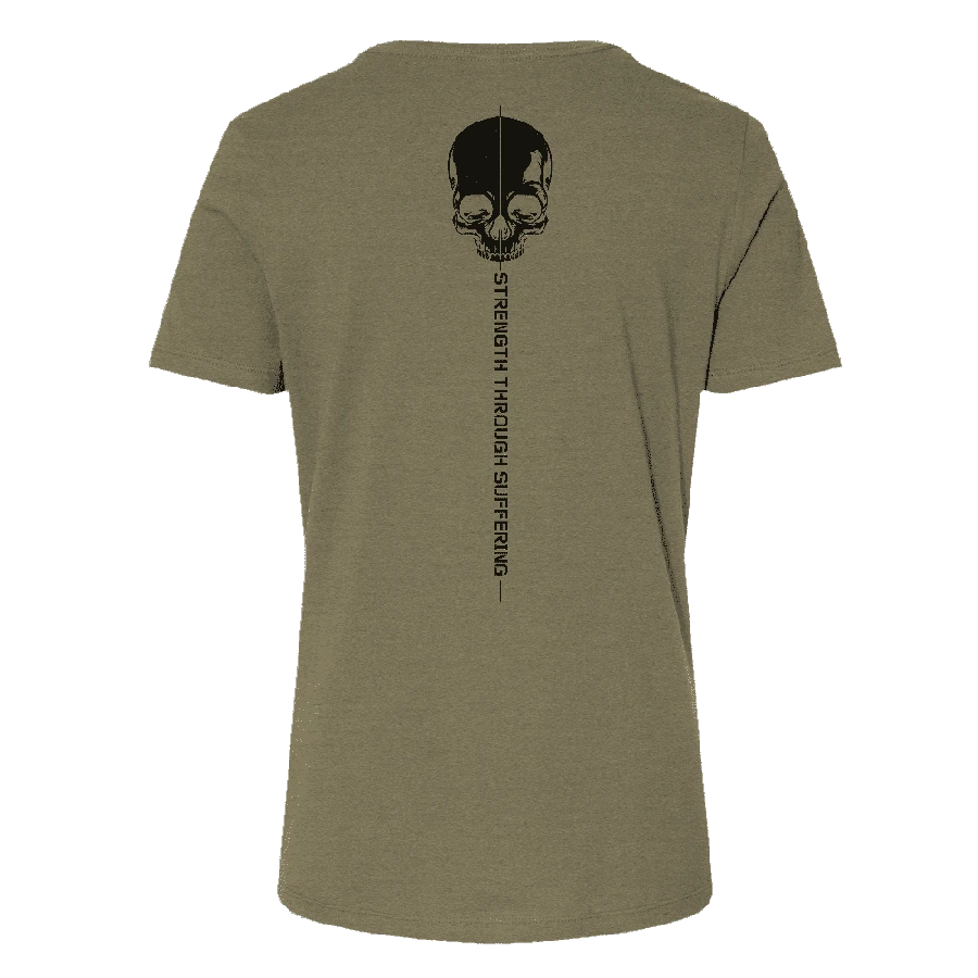Women's Strength Through Suffering Relaxed Fit T-Shirt - Olive Triblend - Image 5