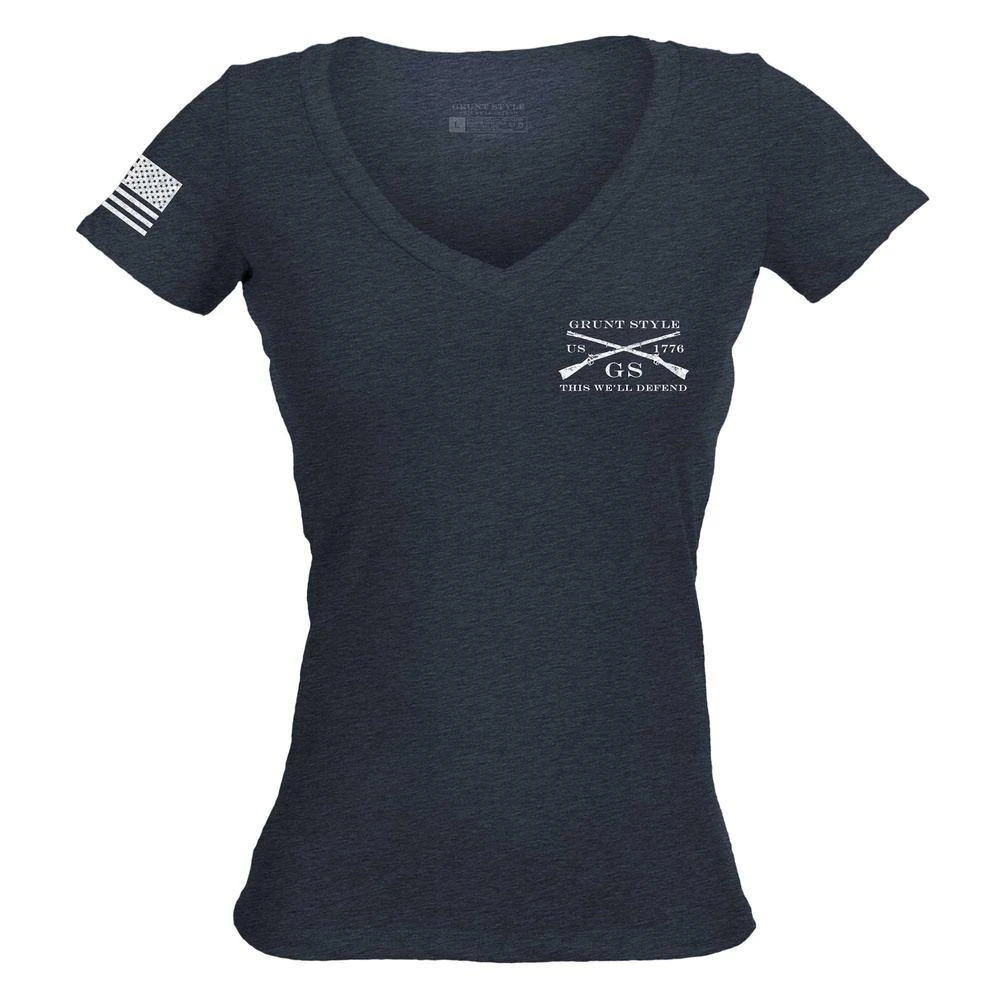 Women's Stars And Stripes Logo V-Neck - Midnight Navy - Image 5