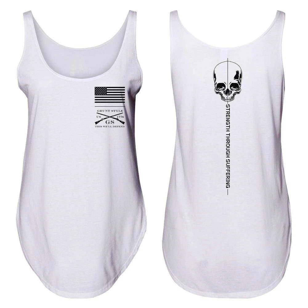 Women's Strength Through Suffering Flowy Tank - White - Image 4