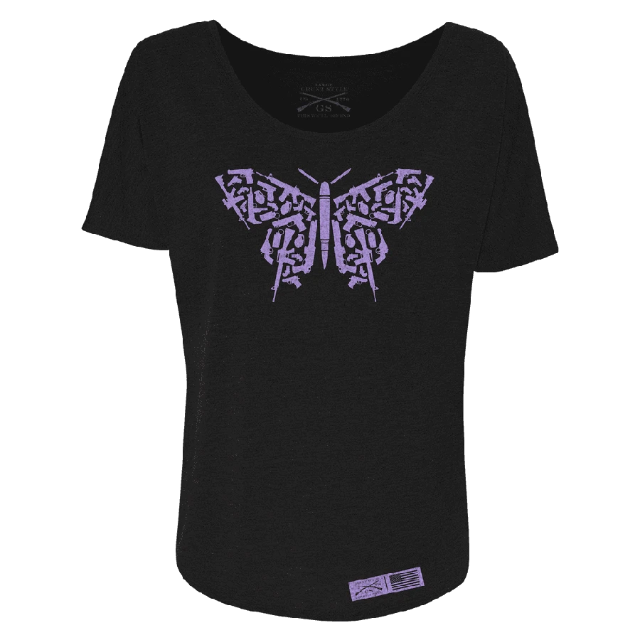 Women's 2A Butterfly Slouchy T-Shirt - Black - Image 5