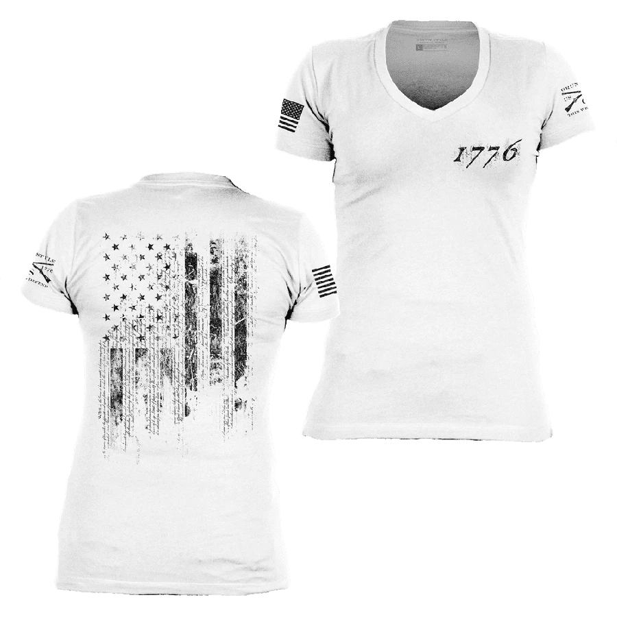 Women's 1776 Flag V-Neck - White - Image 3