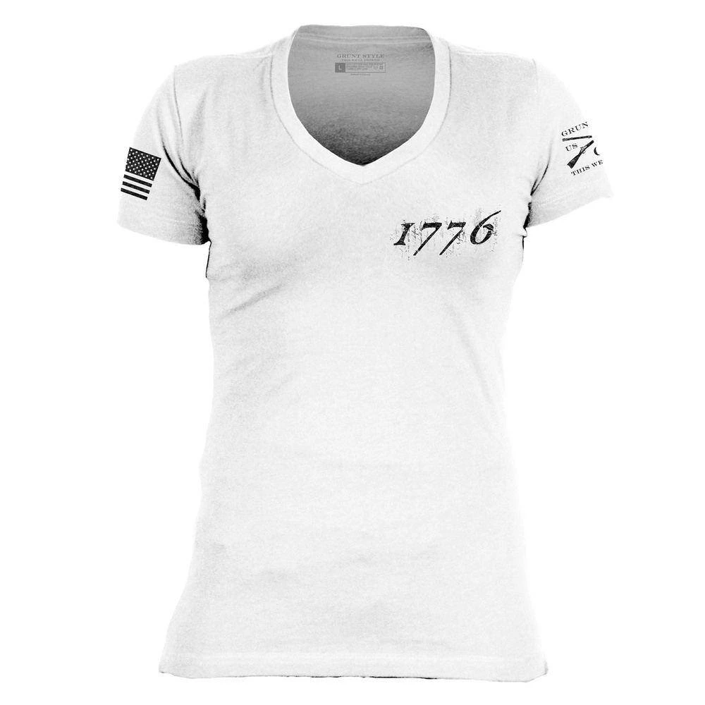 Women's 1776 Flag V-Neck - White - Image 5