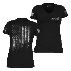Women's 1776 Flag V-Neck - Black