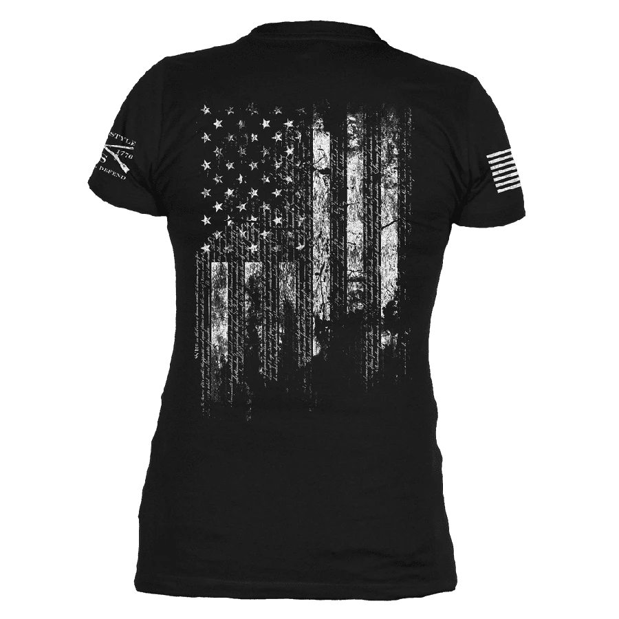 Women's 1776 Flag V-Neck - Black - Image 3