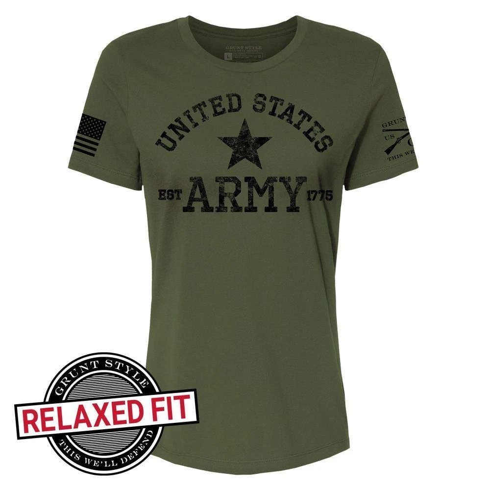 Women's Army Est. 1775 Relaxed Fit T-Shirt - Military Green - Image 3