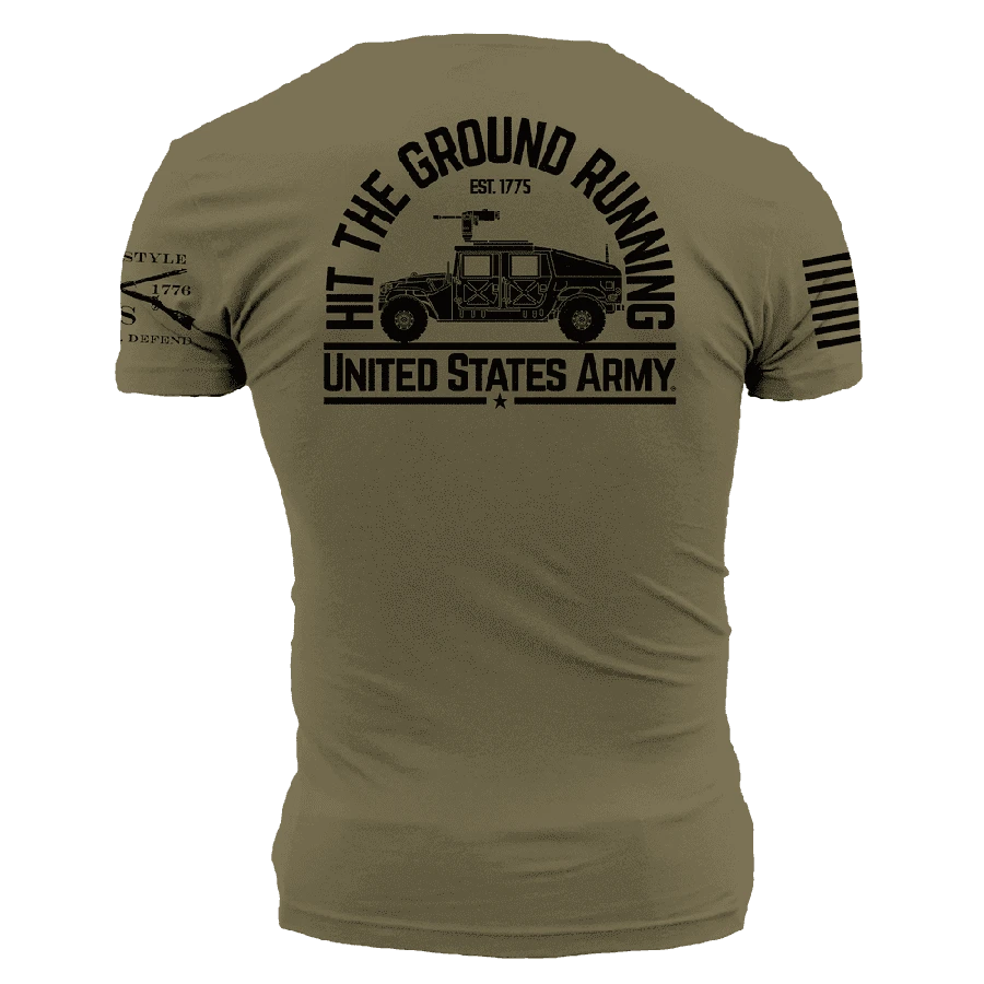Army Hit The Ground Running T-Shirt - Military Green - Image 3