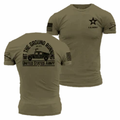 Army Hit The Ground Running T-Shirt - Military Green