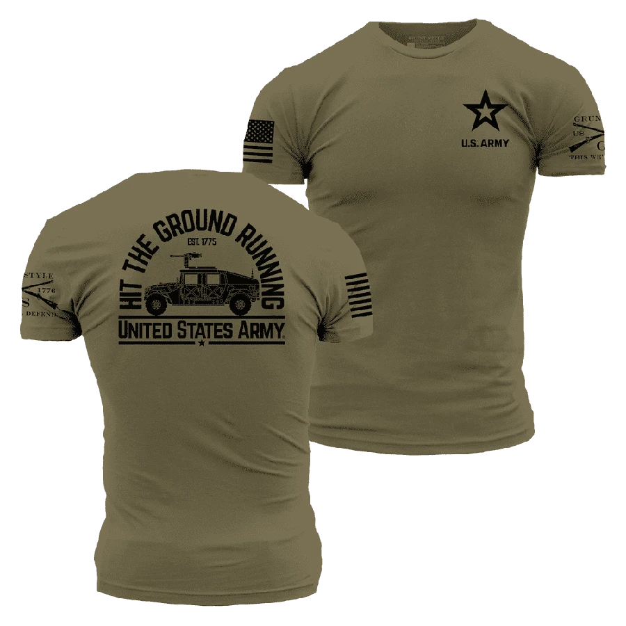Army Hit The Ground Running T-Shirt - Military Green