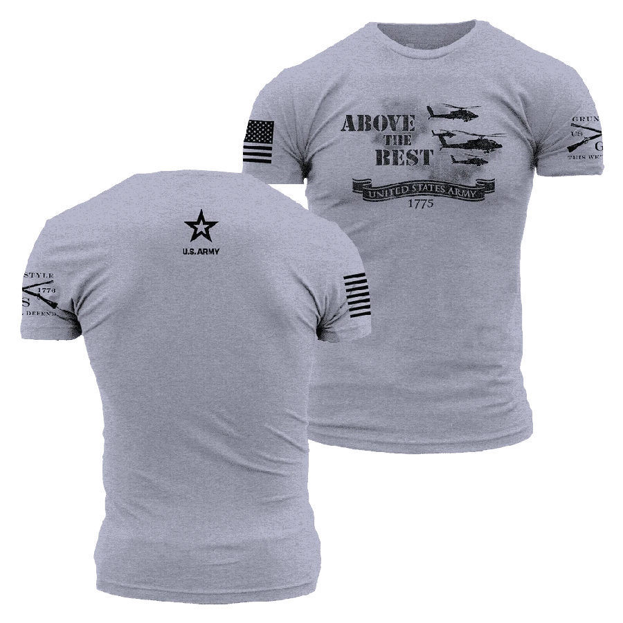 Army Above The Best T-Shirt - Heather Gray - Image 3