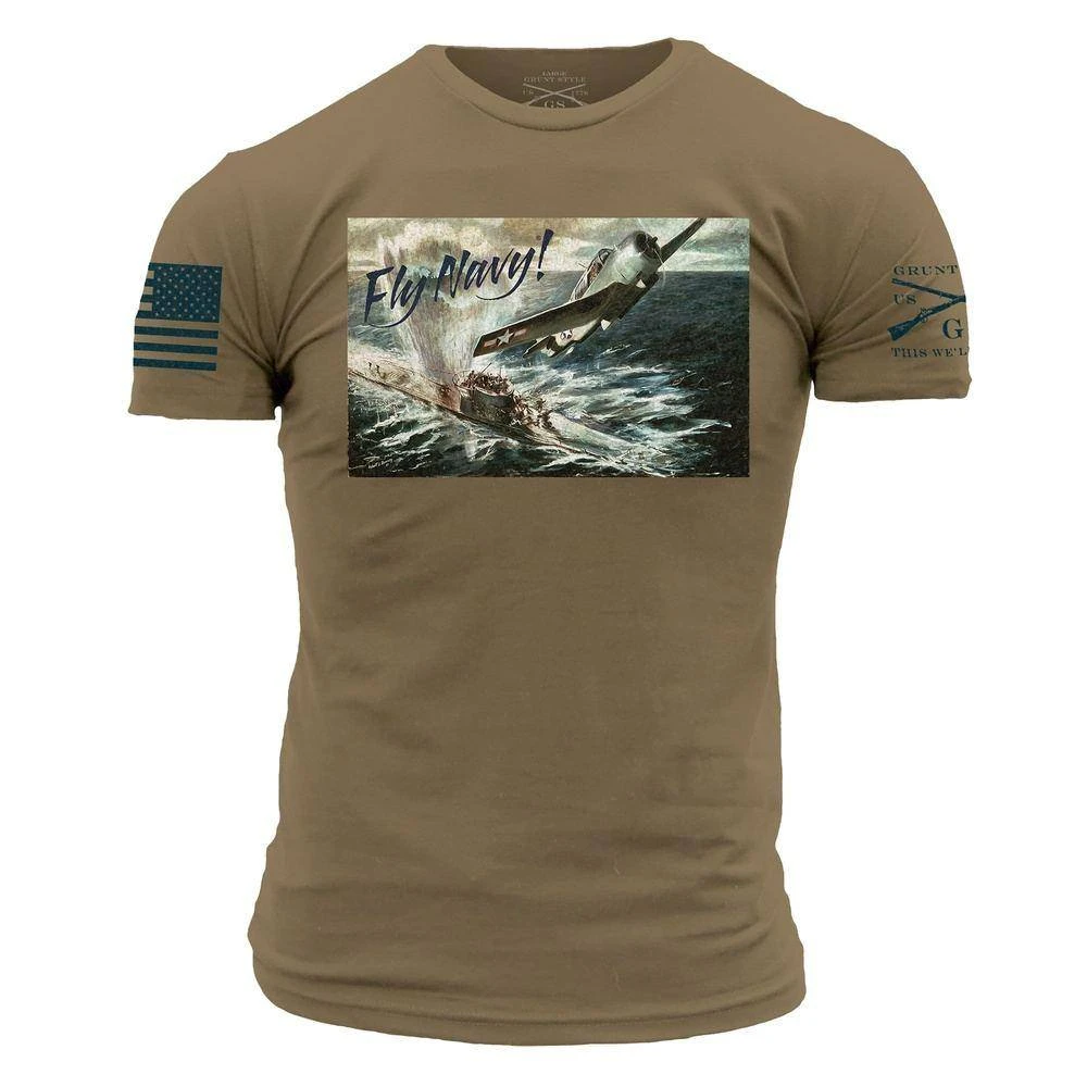 USN - Fly Navy T-Shirt - Tan - Image 7