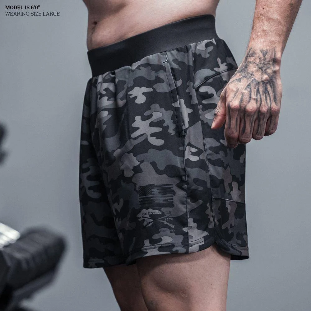 Men's Training Shorts - Black Camo - Image 4