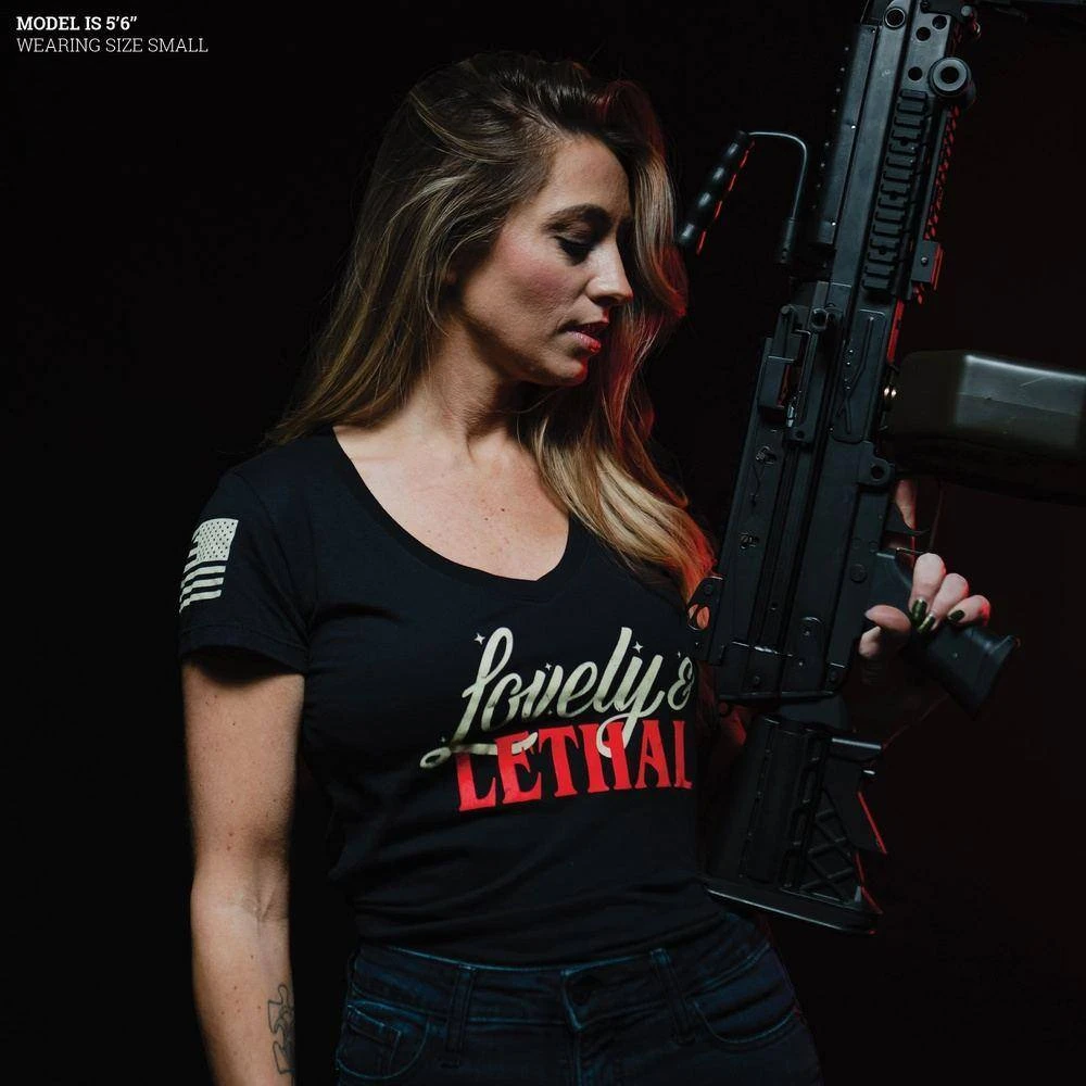 Women's Lovely & Lethal V-Neck - Black - Image 4