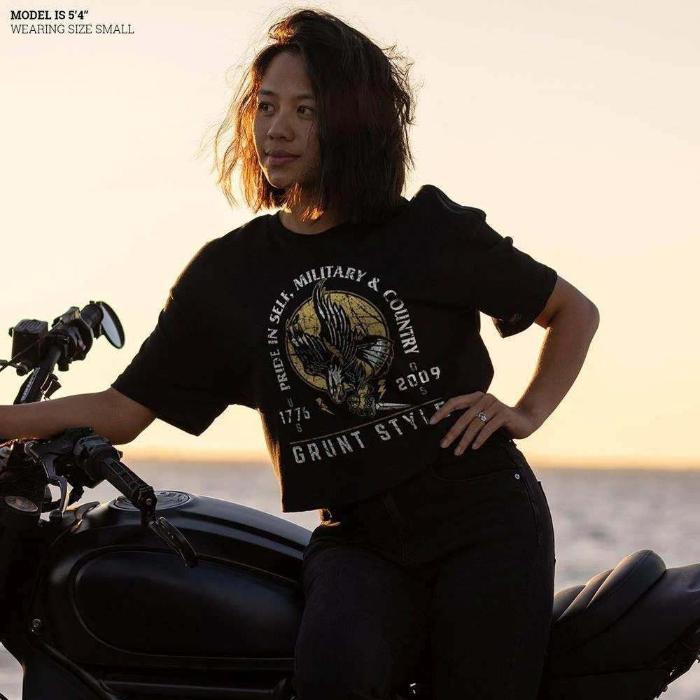 Women's War Eagle Oversized Cropped T-Shirt - Black - Image 3