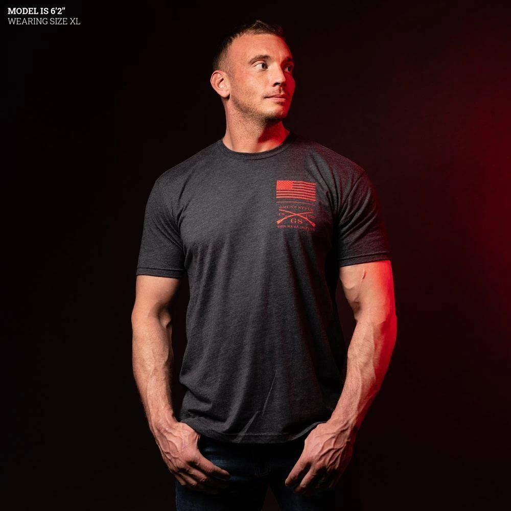 Red Blood Blue Collar™ T-Shirt - Charcoal - Image 3