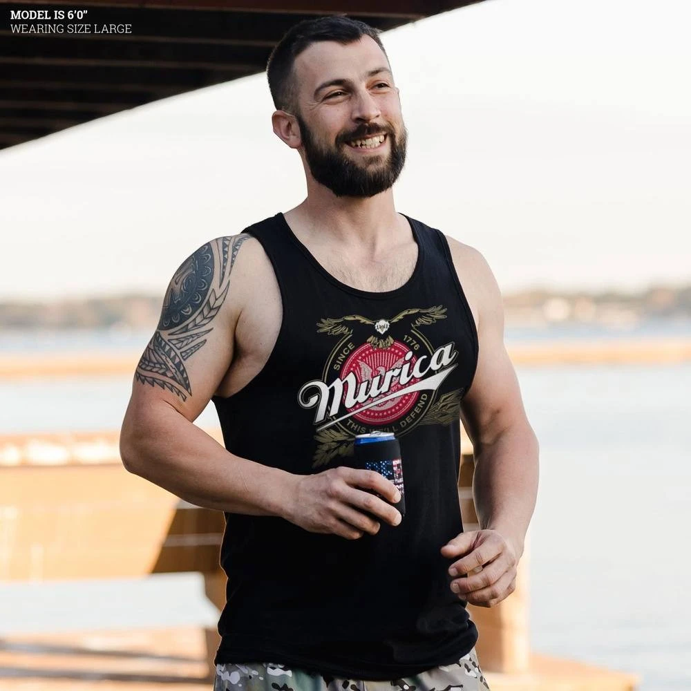 Men's Murica Brewing Tank - Black - Image 3