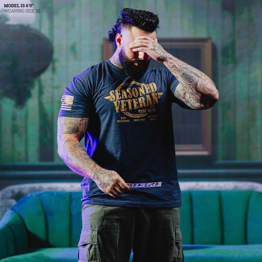 Seasoned Veteran T-Shirt - Midnight Navy - Image 4