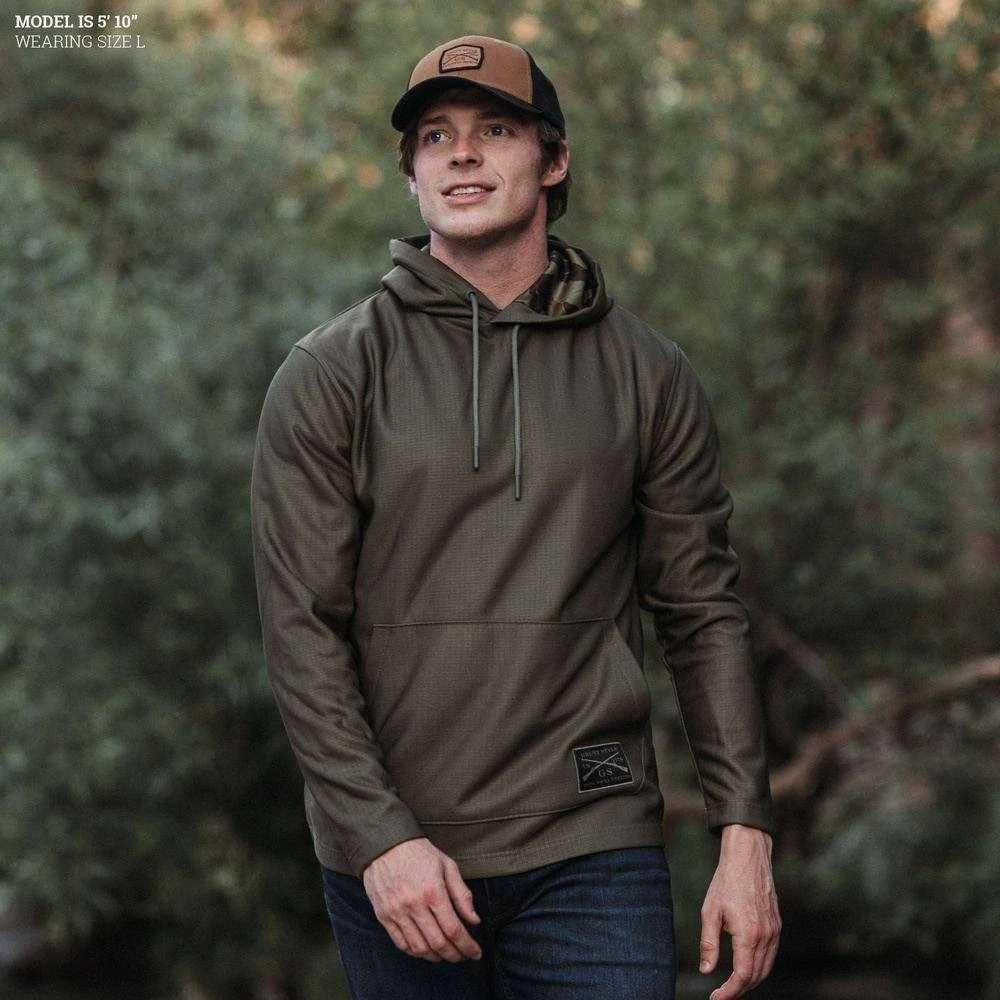 Men's Waffle Top Hoodie - Military Green - Image 2