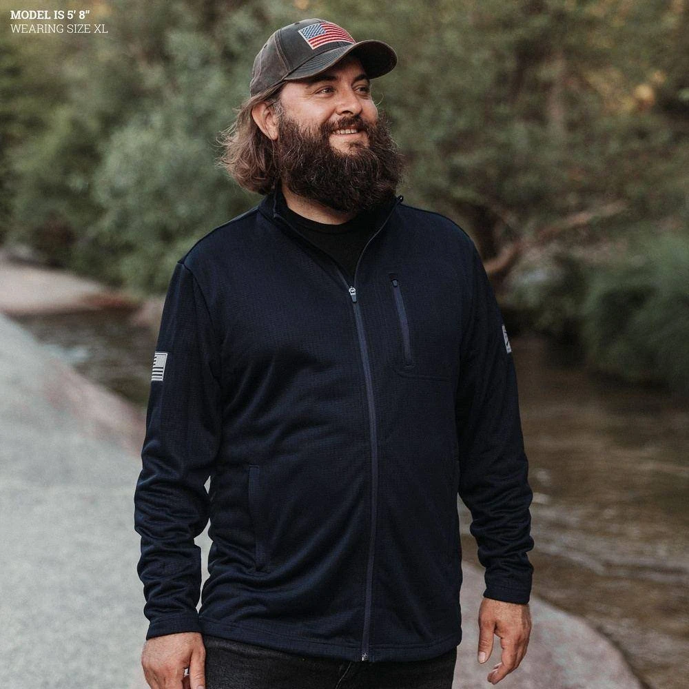 Men's Waffle Top Full-Zip Jacket - Navy - Image 2