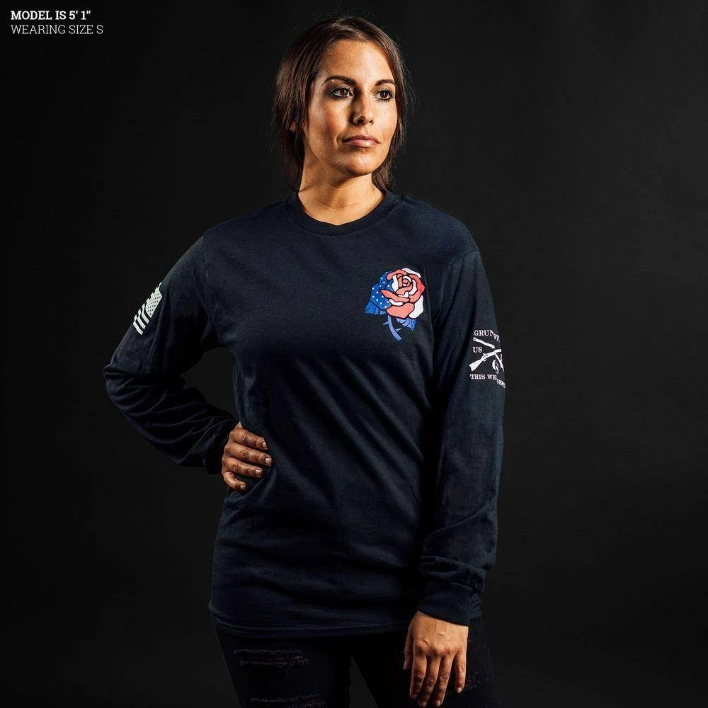 Women's Freedom Rose Long Sleeve - Black - Image 3