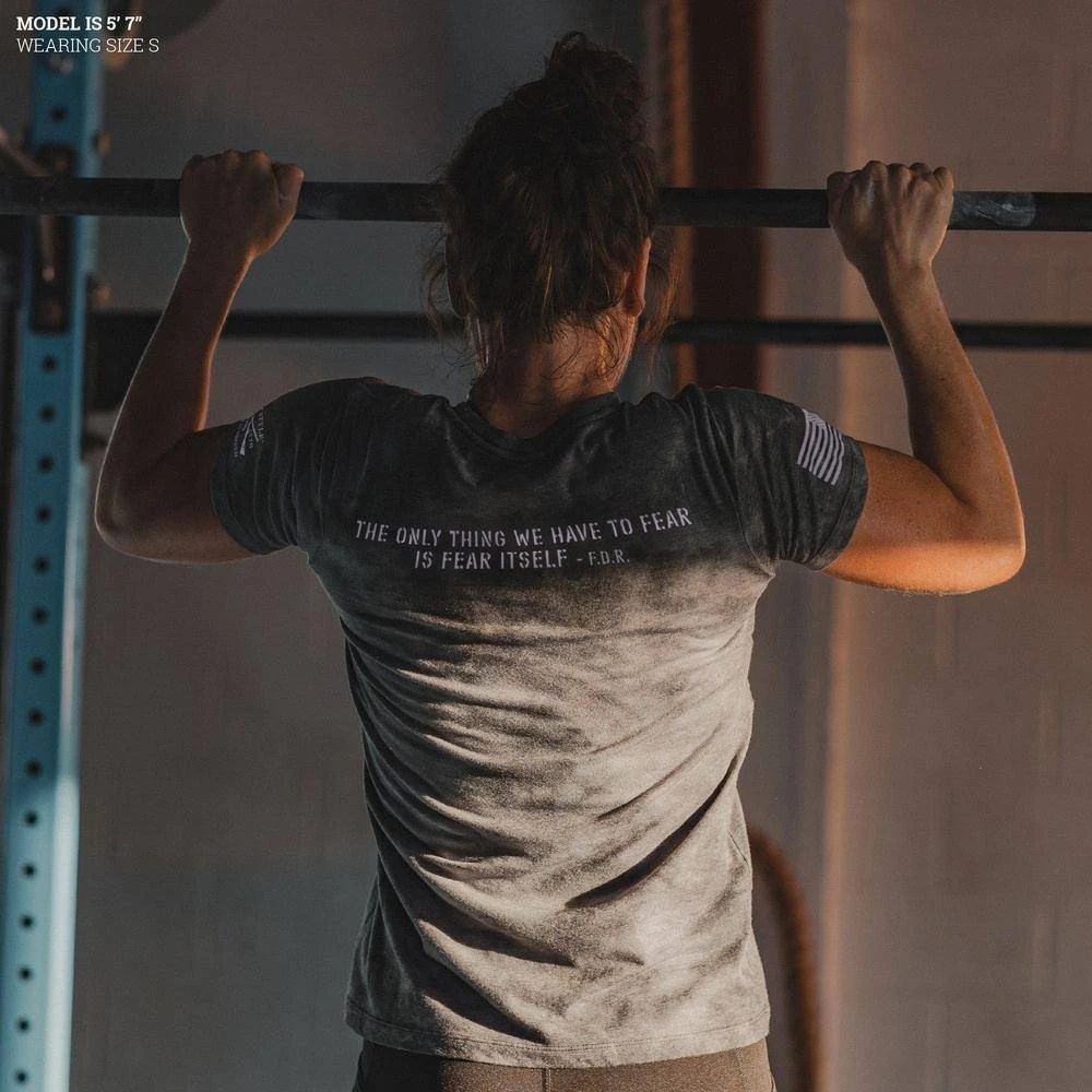 Women's Fear Less Slim Fit T-Shirt - Black Wash - Image 2