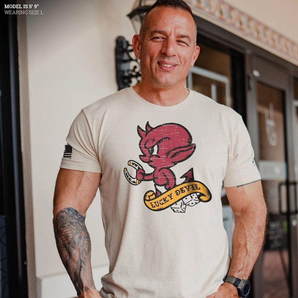 Lucky Devil T-Shirt - Sand - Image 2