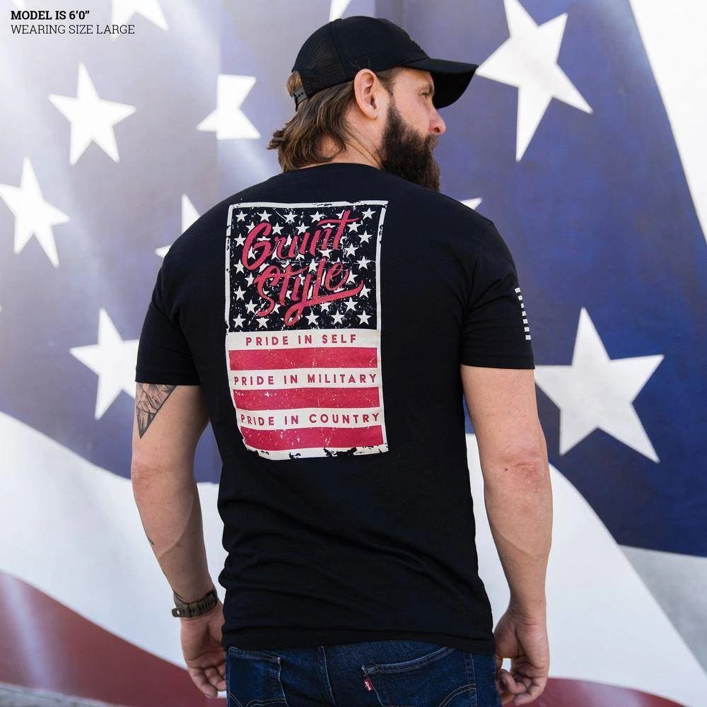 Grunt Style Stars & Bars T-Shirt - Black - Image 3