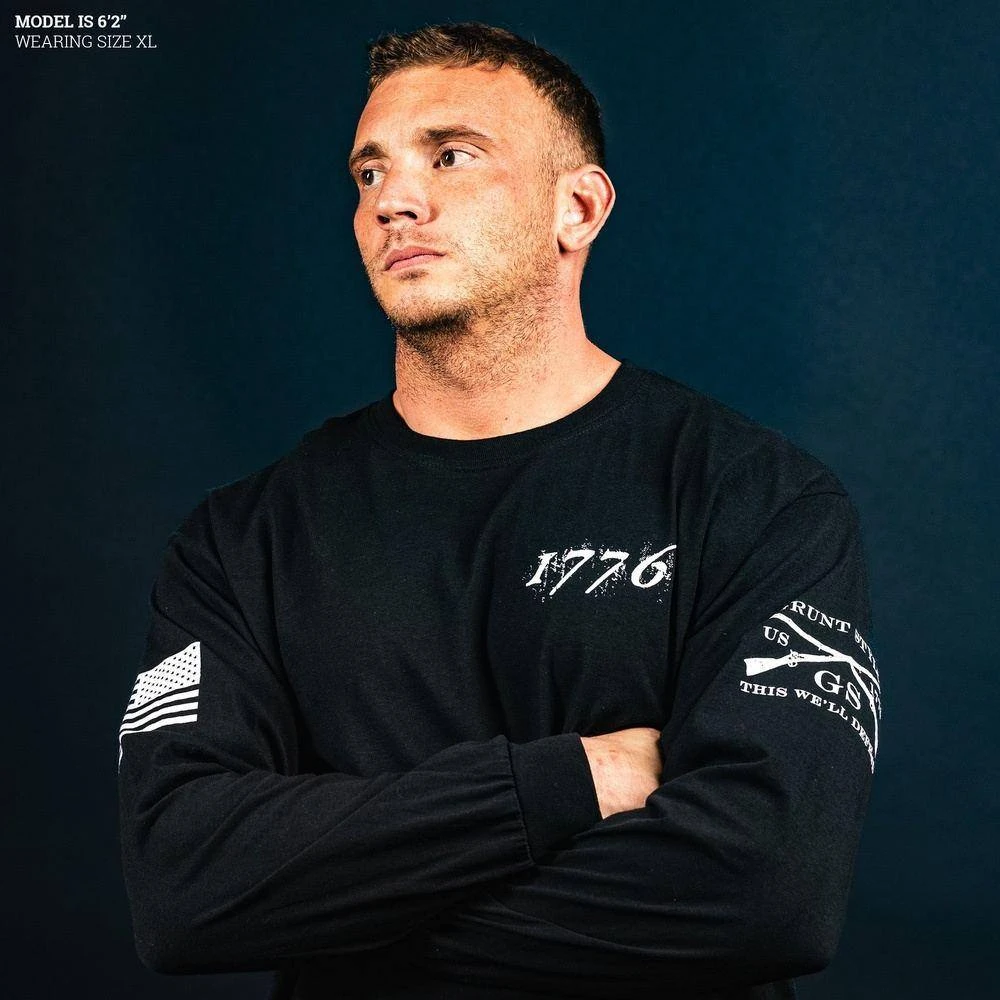 1776 Flag Long Sleeve - Black - Image 3