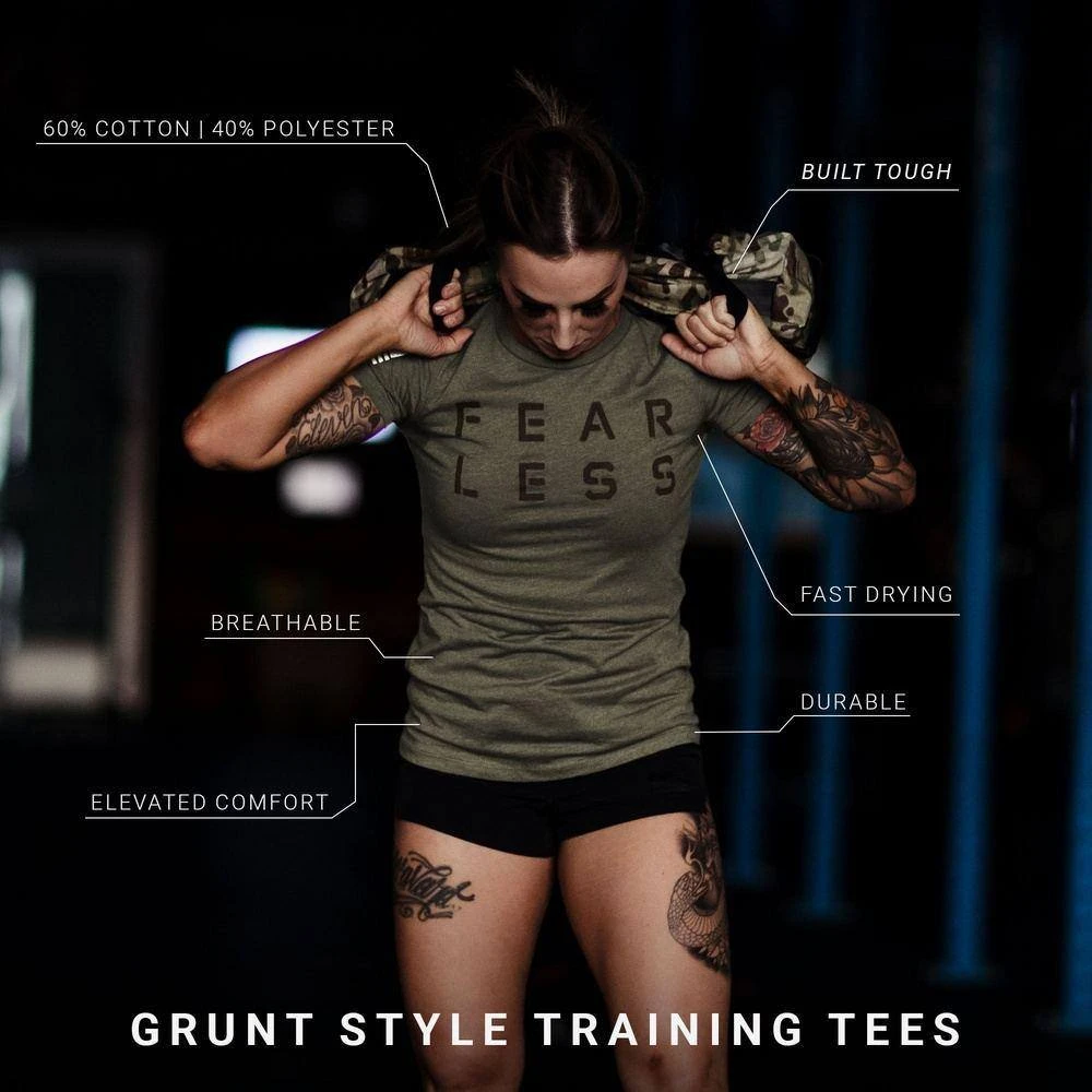 Women's Fear Less Training T-Shirt- Military Green - Image 6
