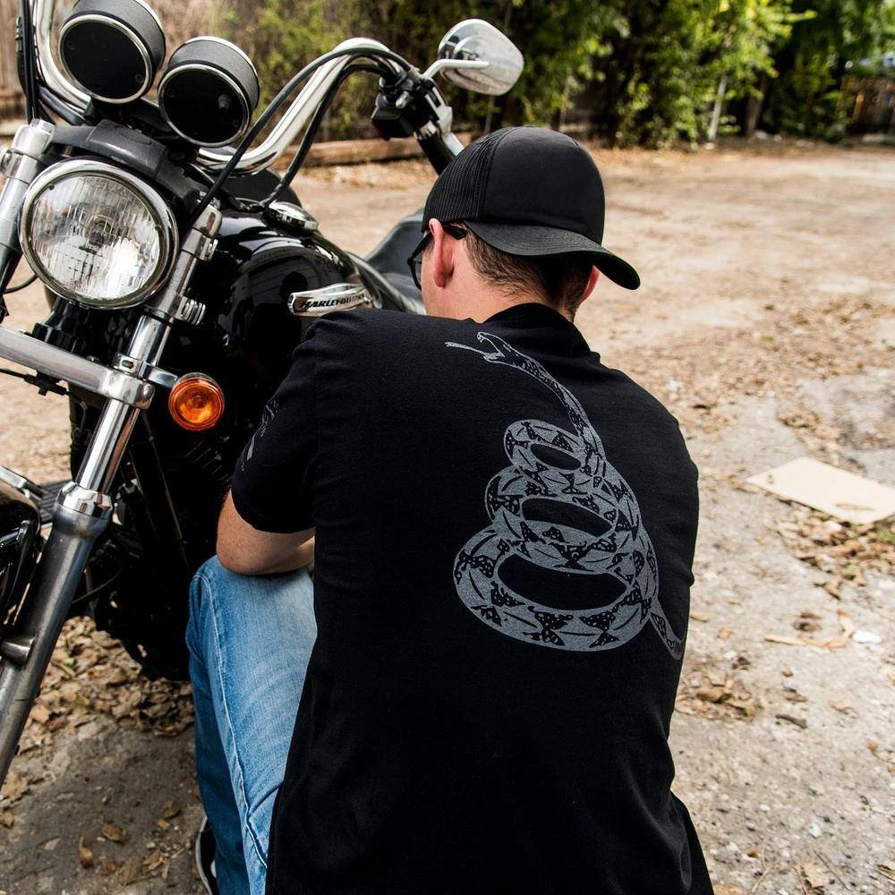 Don't Tread On Me Concealed Gadsden T-Shirt- Black - Image 3